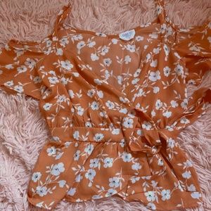 Sienna Sky Orange Floral Off-The-Shoulder Blouse